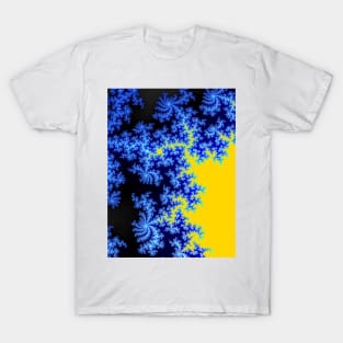 Mandelbrot Fractal Blue Yellow T-Shirt